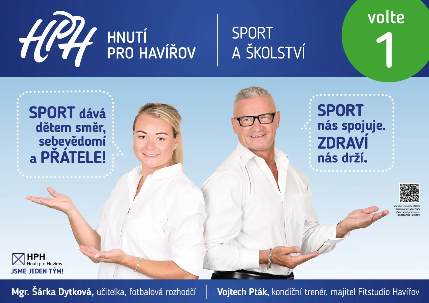 Sport a školství — kandidáti Hnutí pro Havířov, volte 1